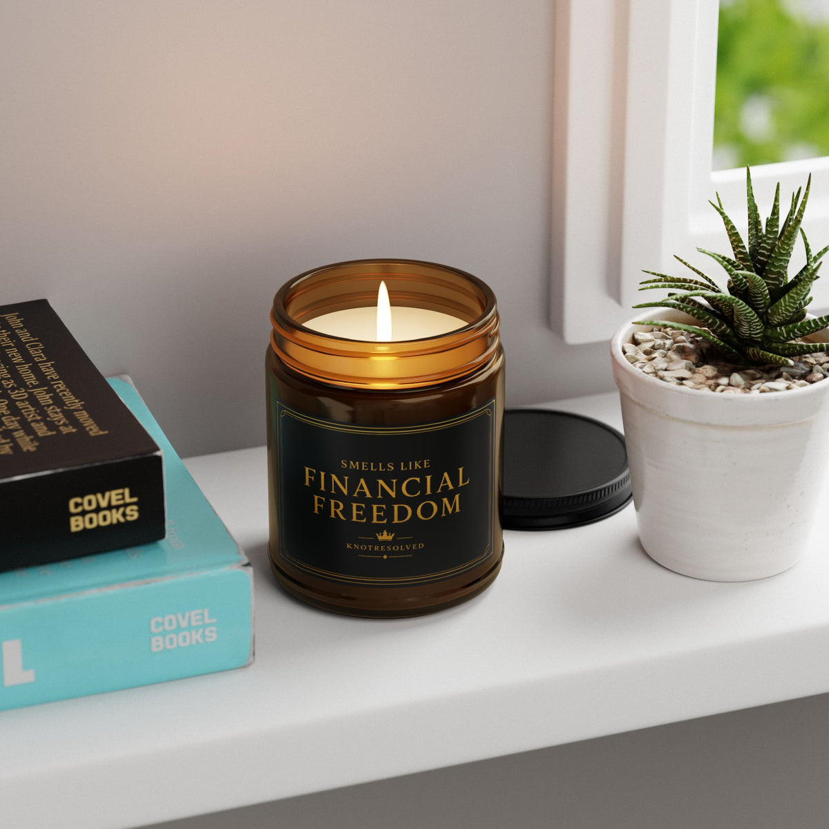 Smells Like Financial Freedom Scented Soy Candle — Amber Jar