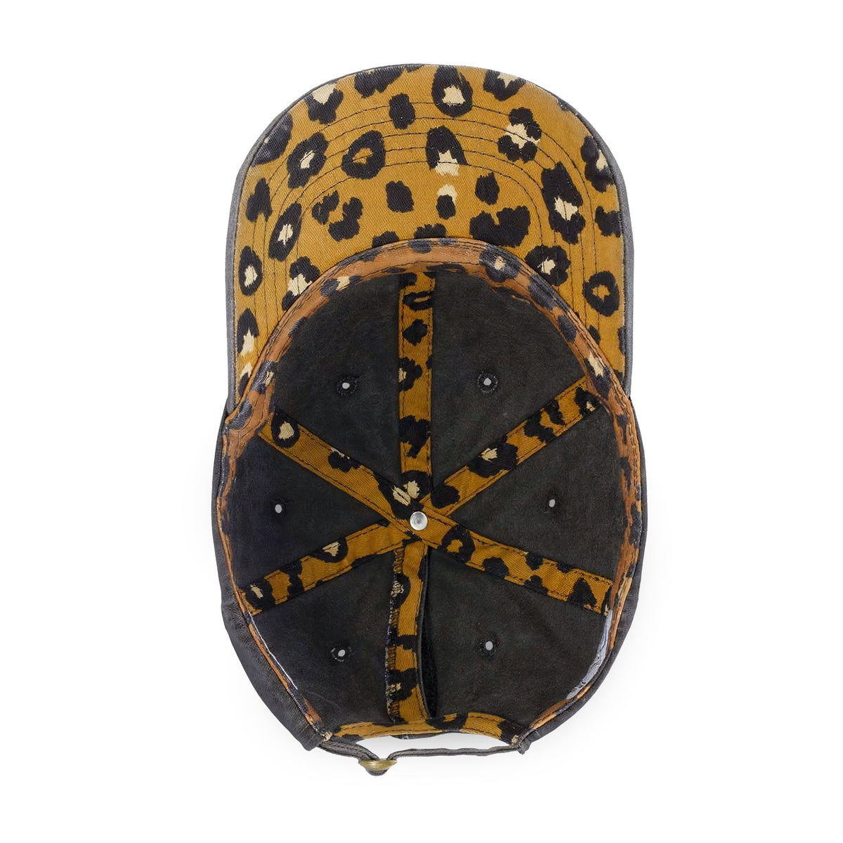 Fix Your Crown Women's Pigment-Dyed Cap : Black & Gold with Leopard