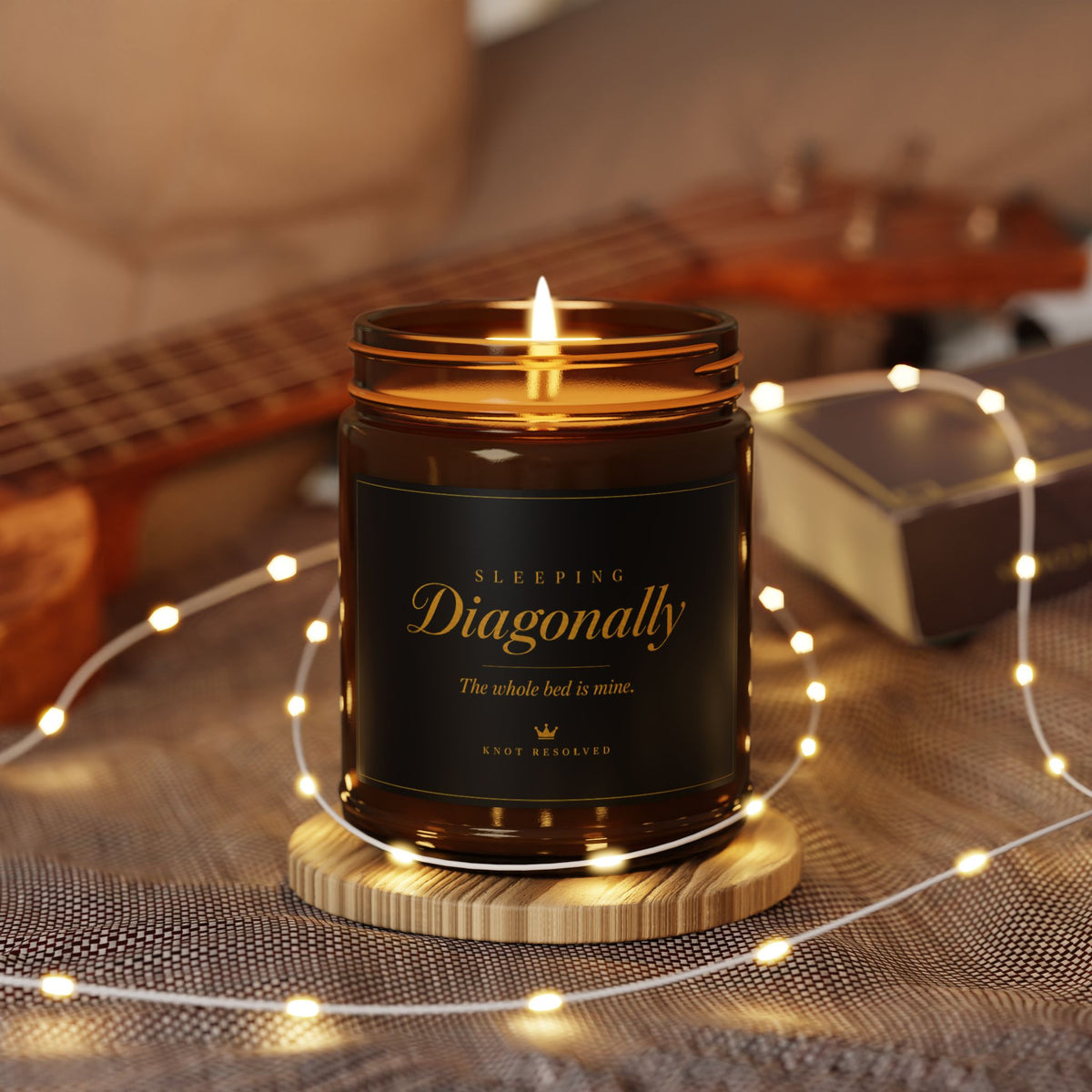Sleeping Diagonally- Scented Soy Candle- Amber Jar