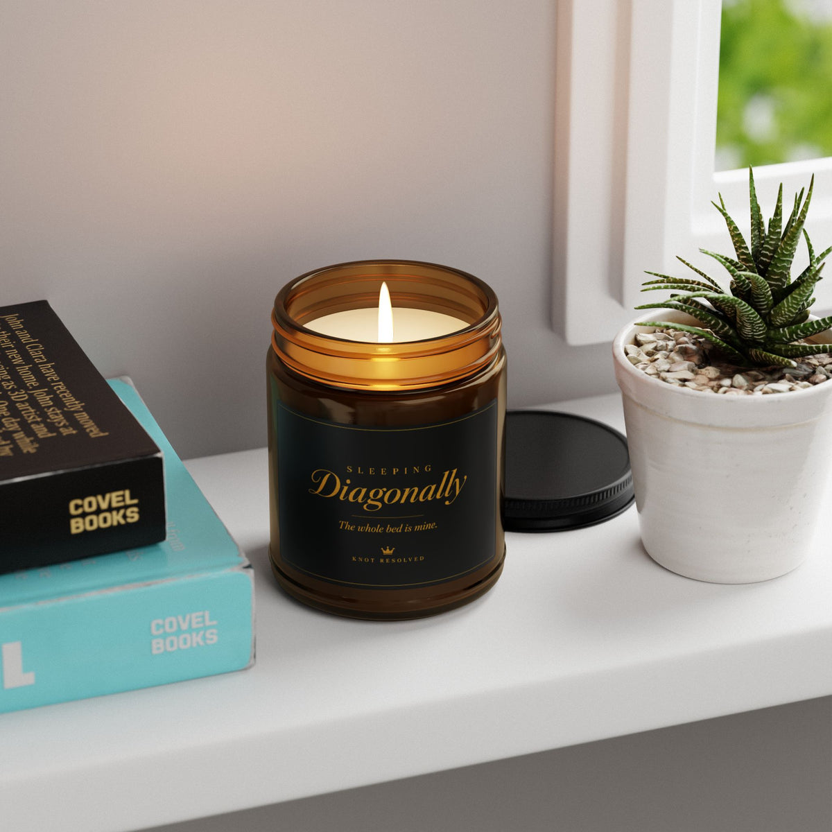 Sleeping Diagonally- Scented Soy Candle- Amber Jar
