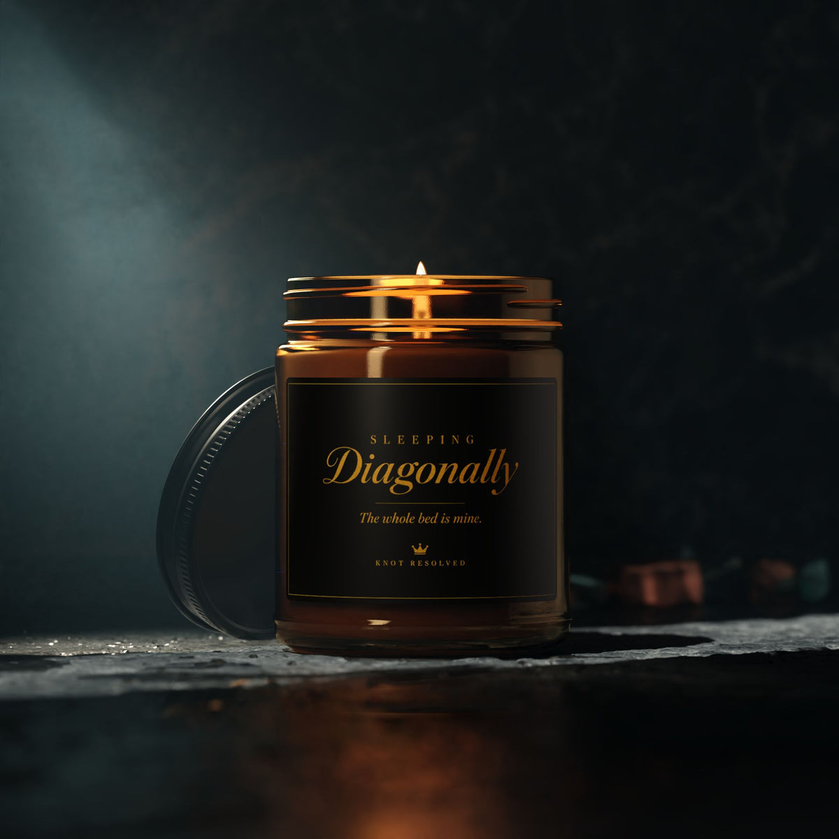 Sleeping Diagonally- Scented Soy Candle- Amber Jar